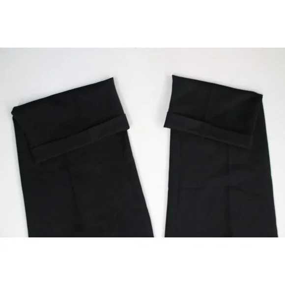 Vintage 90s Streetwear Mens 32x32 Pleated Cuffed Wide Leg Wool Chino Pants Black